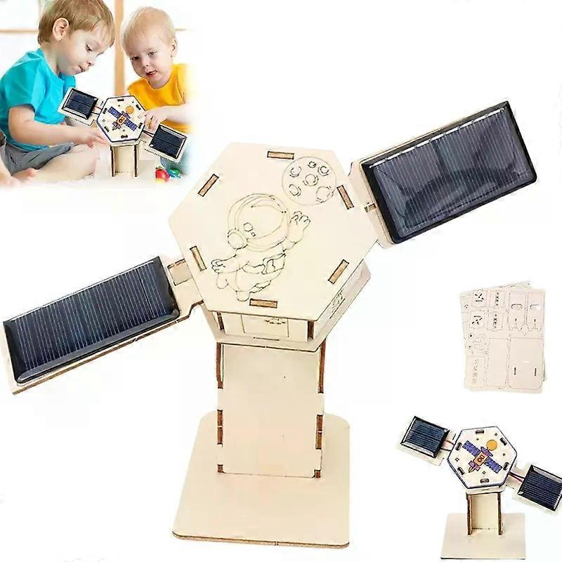Creative Artificial Satellite Space Model,DIY Solar Model,Rotating Power 3D Construction Assembly Toy
