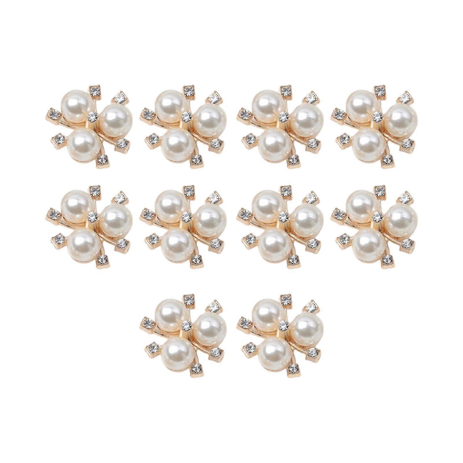 10 Pieces Pearl Button Rhinestone Flatback Rhinestone Beads Buttons for Home