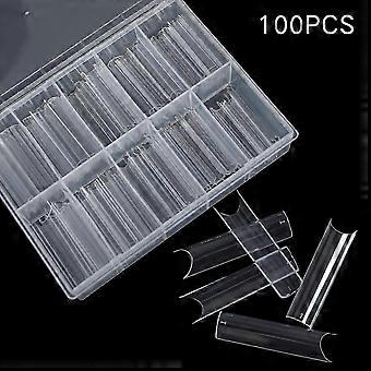 100pcs Extra Long Straight Square Tips,10 Sizes Nail Tips Half Cover
