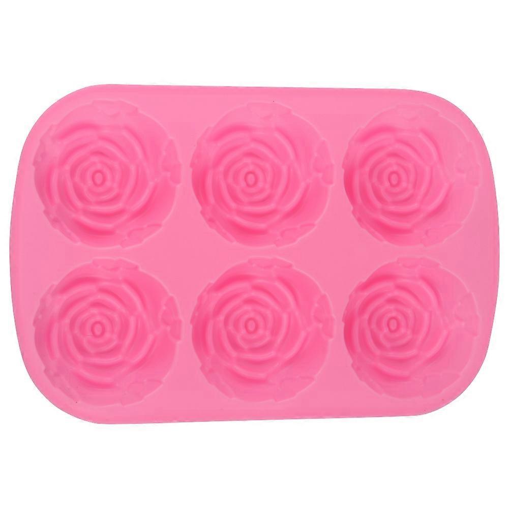 6-Cavity Rose-Shaped Silicone Pudding Chocolate Cake Mold, Microwave Safe Bakeware, For Pudding And Cakes