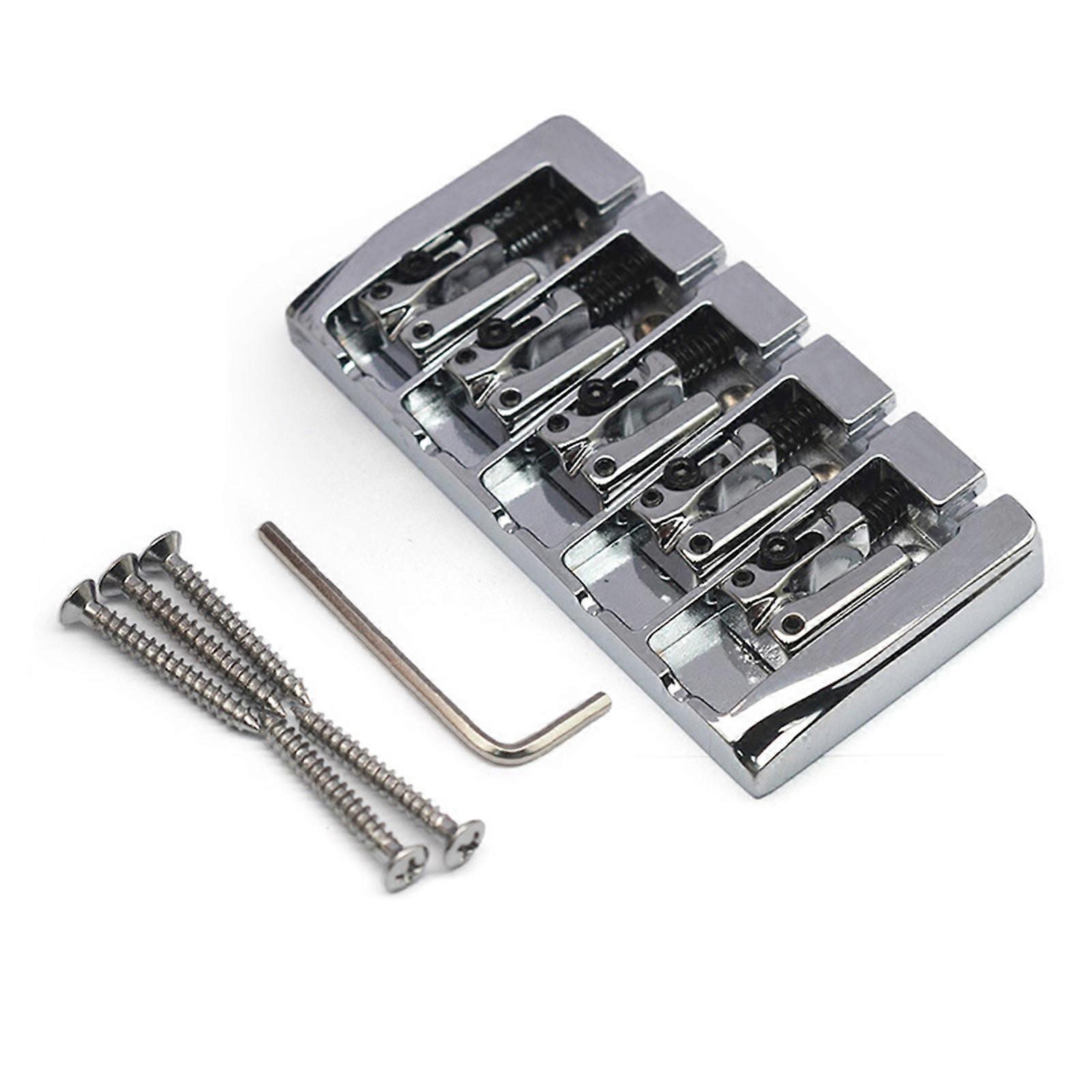 5 String Bass Bridge Assembly, 5 String Vintage Style Bass Bridge for 5 Strings Electric Bass Guitar 3 Color to Choose Silver