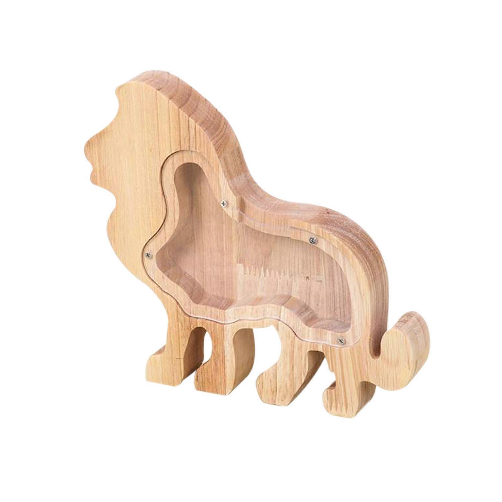 Lions Solid Wood High-capacity Coin Storage Transparent Currency And Various Types Of Storage Jars Savings Counter