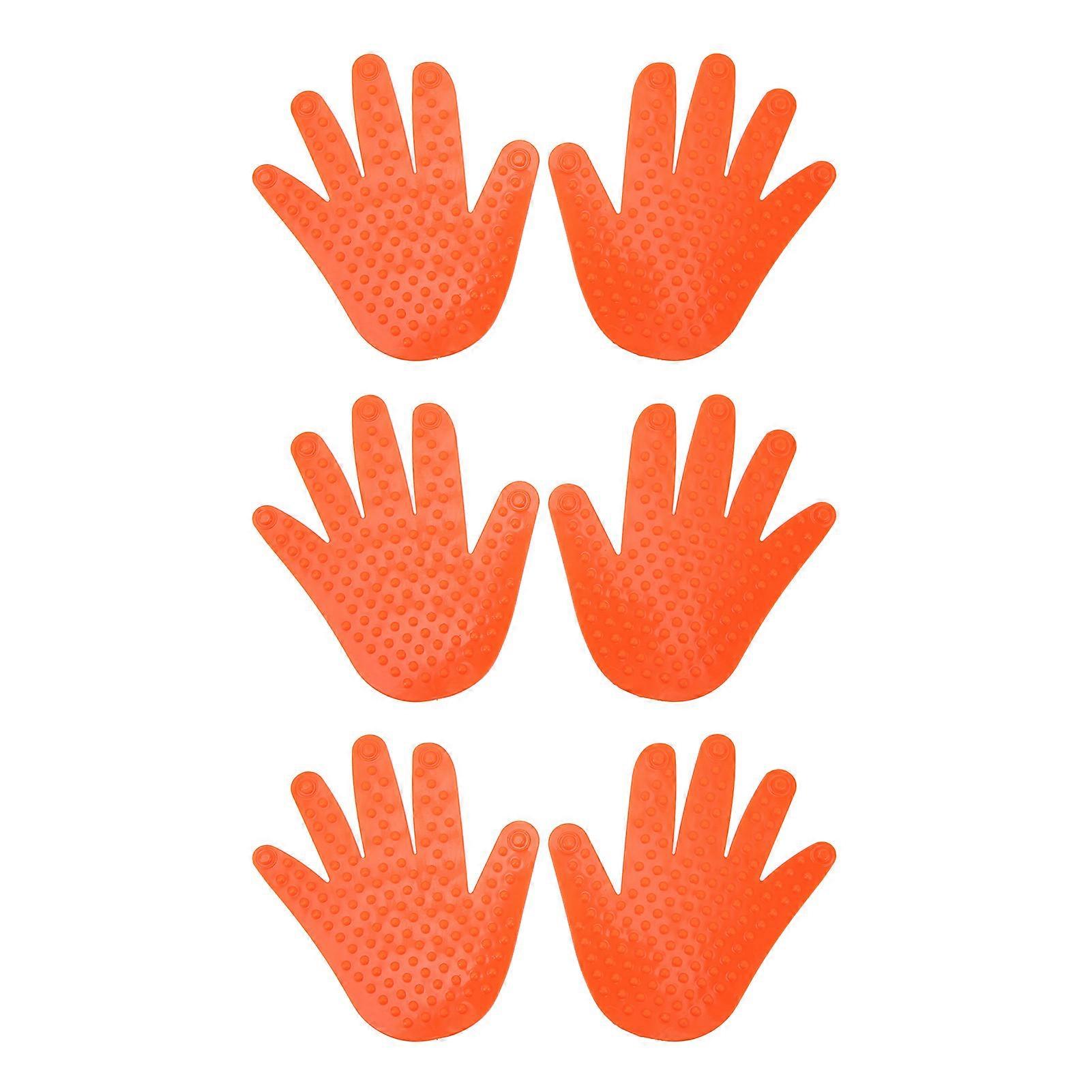 3 أزواج من علامات الكلمة على شكل يد PVC غير قابلة للانزلاق بصمات اليد بقعة علامة الرياضة مجموعة لرياض الأطفال في مرحلة ما قبل المدرسة