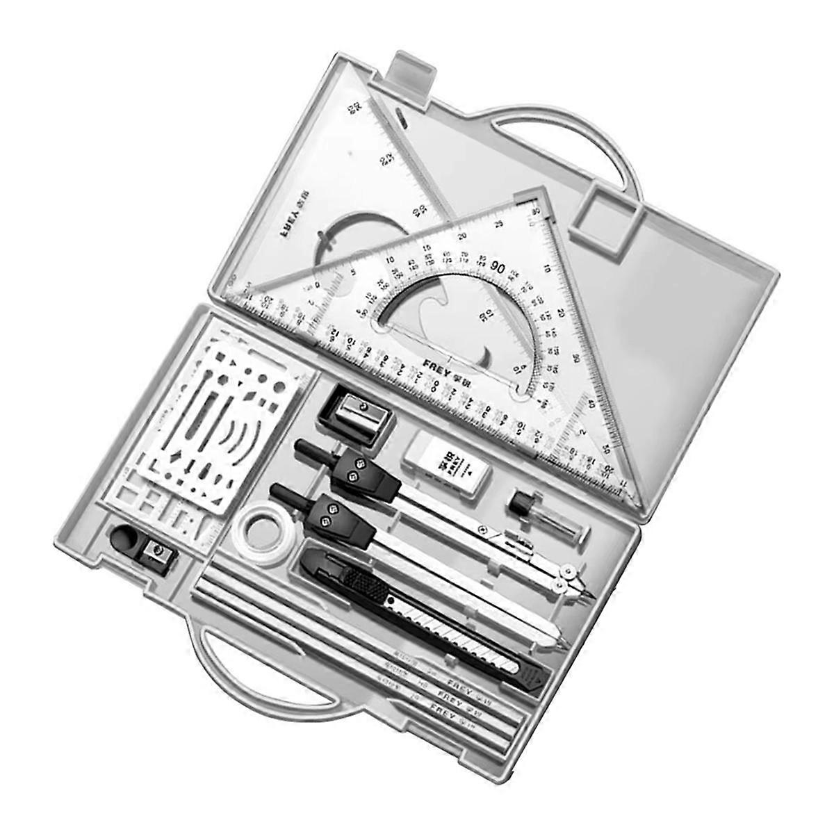 Drafting Kit Metal Rulers and Compasses Geometry Kit White