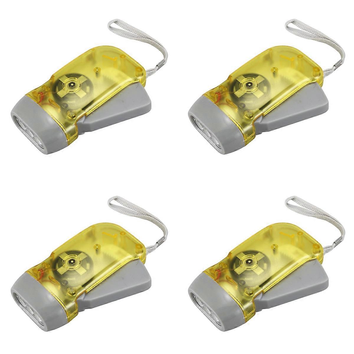 4X 3 LED Dynamo Wind Up Flashlight Hand Crank Camping