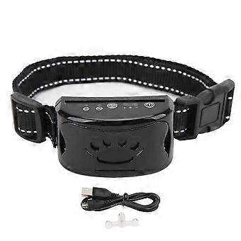 hund gøende halsbånd usb genopladelig vandtæt automatisk justerbar lyd vibration kæledyr halsbåndsort