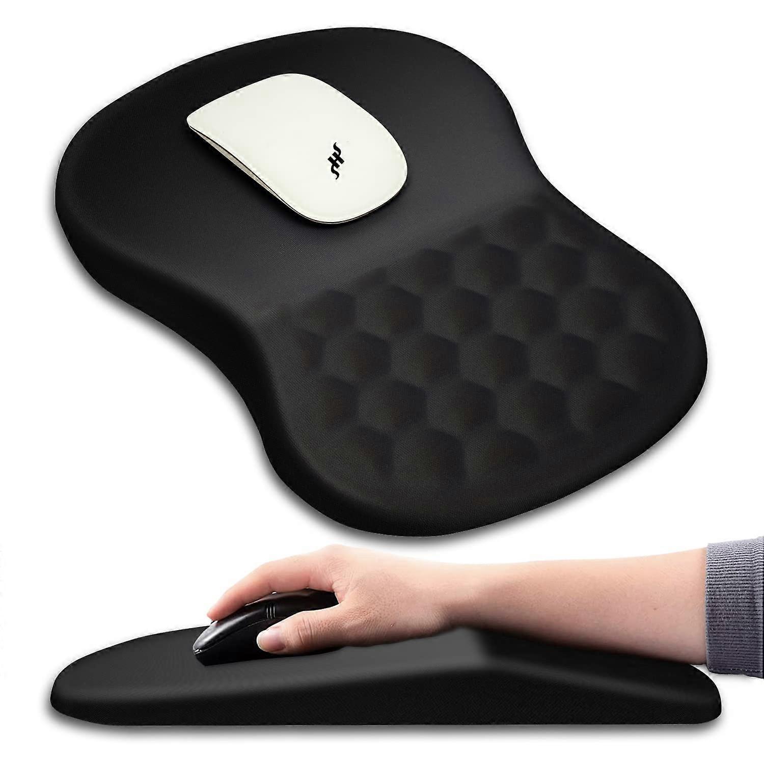 Ergonomic Massage Design Mouse Pad with Wrist Rest Pain Relief Memory Foam Non-Slip PU Base for Wireless Mouse Desk 12x8 Inch