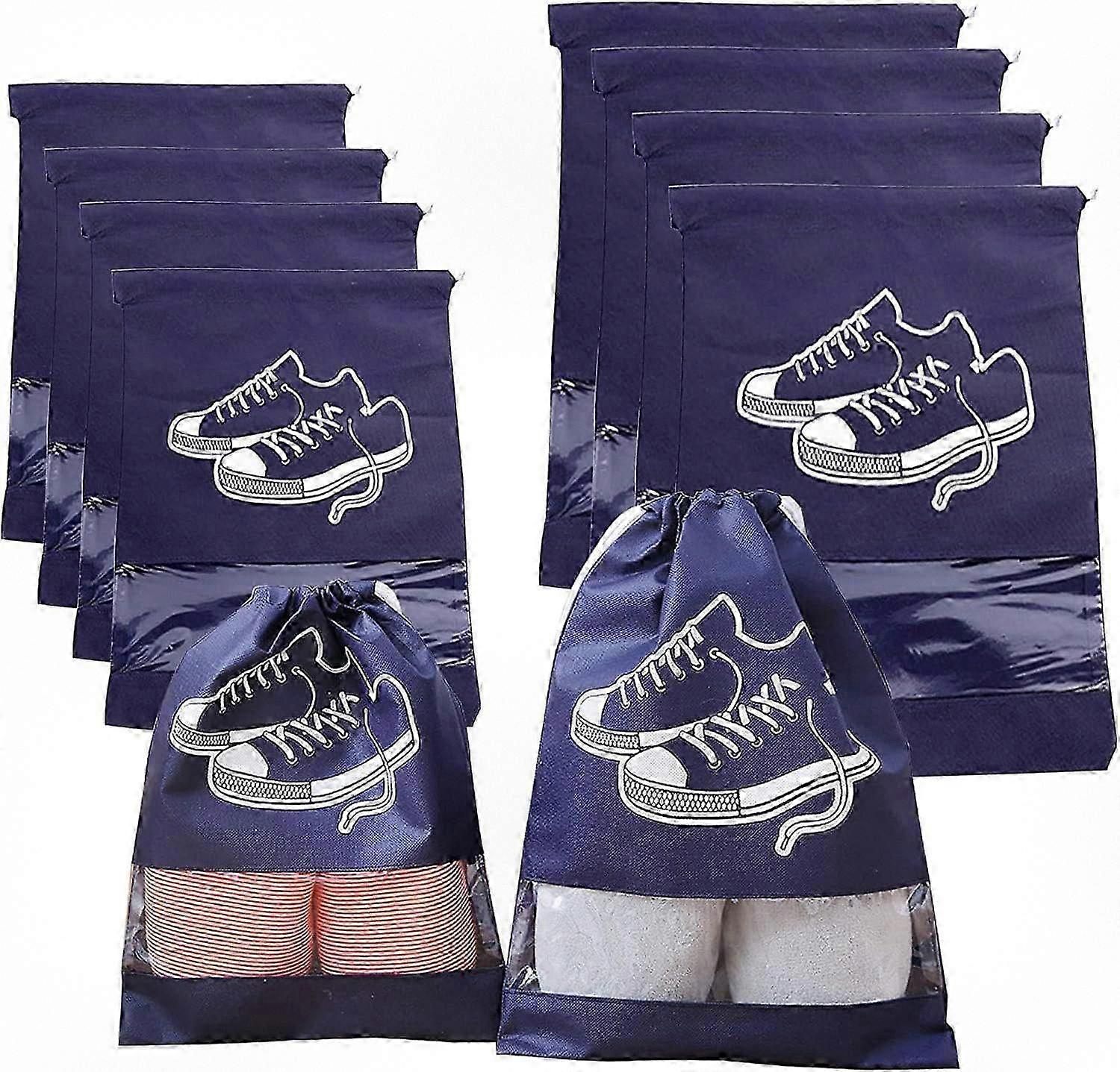 10pcs Reusable Shoe Storage Bags, Lightweight Non-woven Travel Organizer with Drawstring for Footwear (Shoes Not Included)