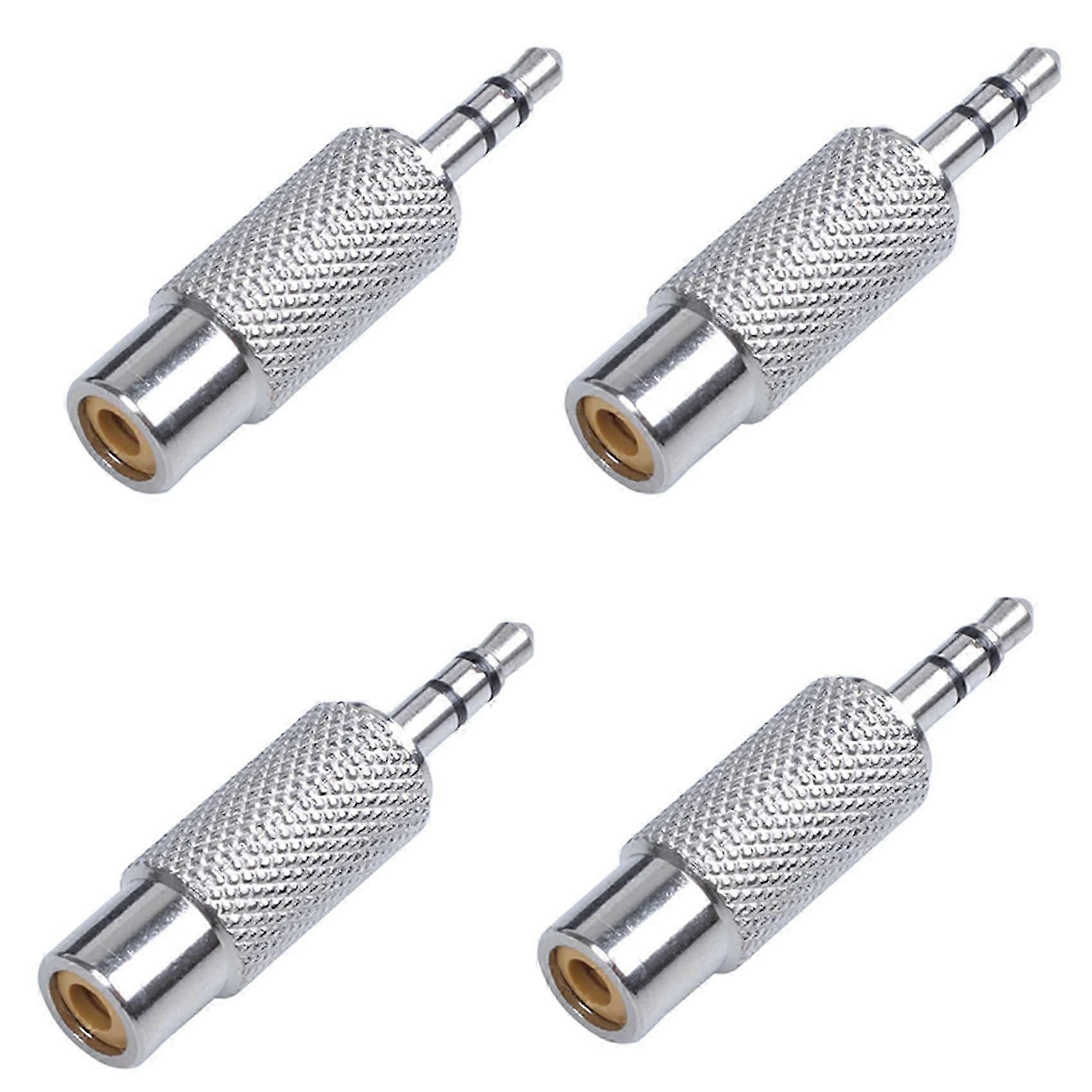 4X, 3.5mm Stereo Male to RCA Mono Female Audio Adapter,Silver