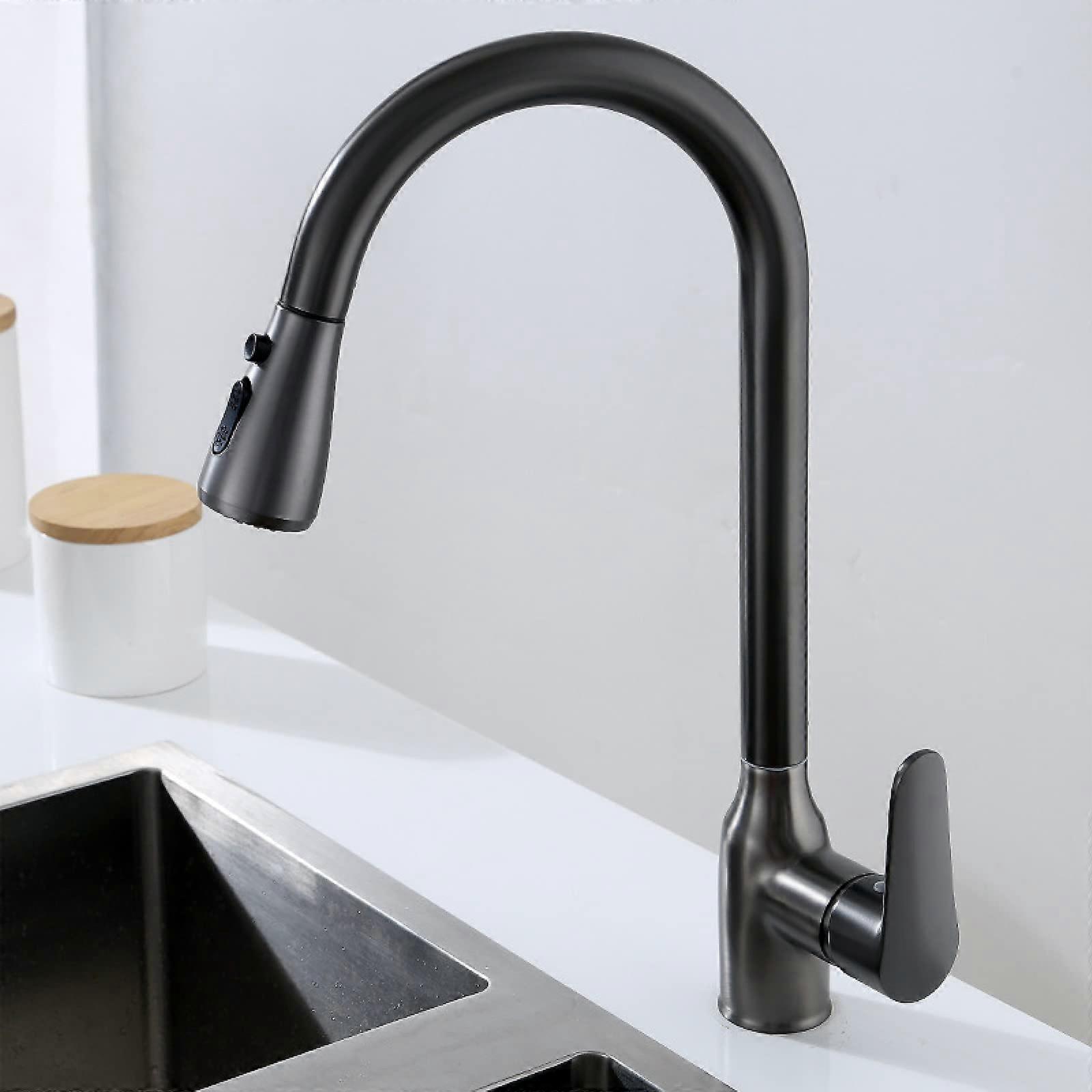 Kitchen Faucet with Pull Down Sprayer Gun Gray,Kitchen Faucets 360 Degree Swivel,Brass Kitchen Sink Faucets