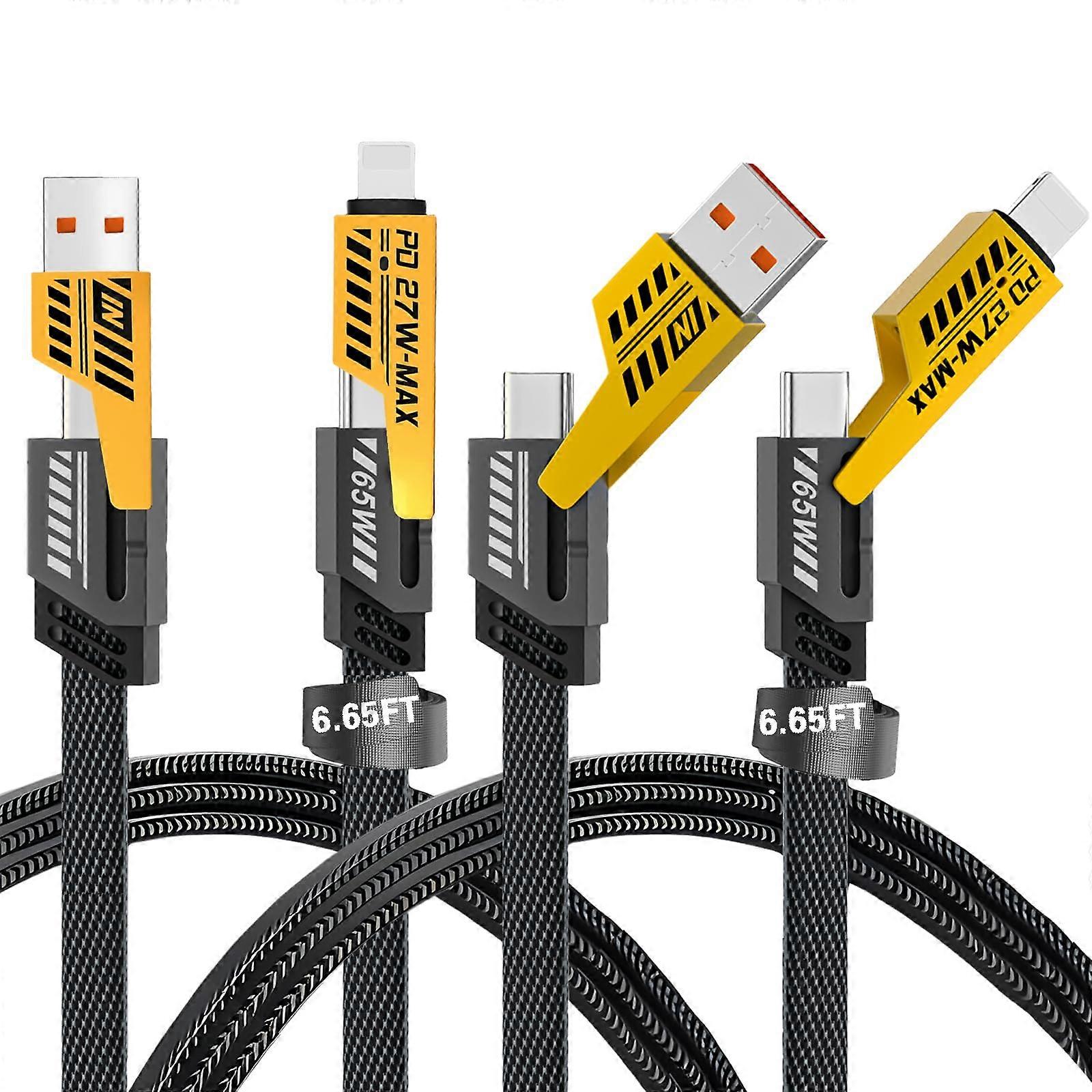 2 Piece 6.65 FT Fast Charging Cable, Braided 65W USB C to USB A Data Transfer Cable for Phone Tablet and More