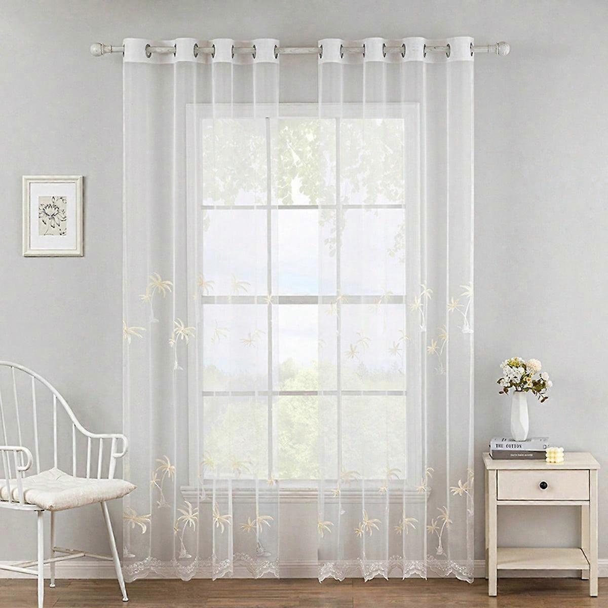 1pc Beautiful Hawaiian Palm Tree Embroidered Window Screens For A Breezy Summer