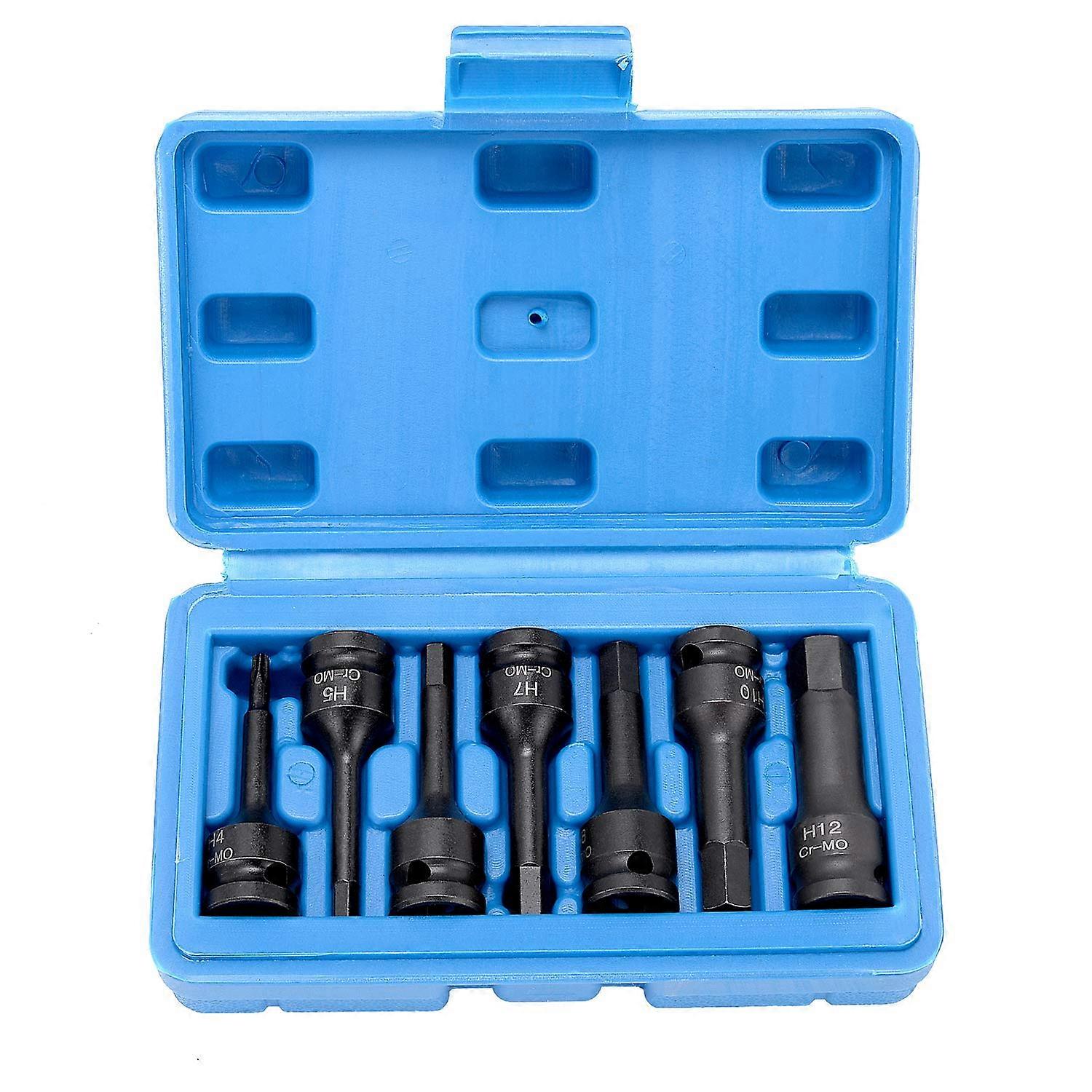 3/8 Inch Drive Hex Bit Socket Set - 7-Piece, 4-12mm Chrome Molybdenum, Impact-Grade Hex Sockets For Repair