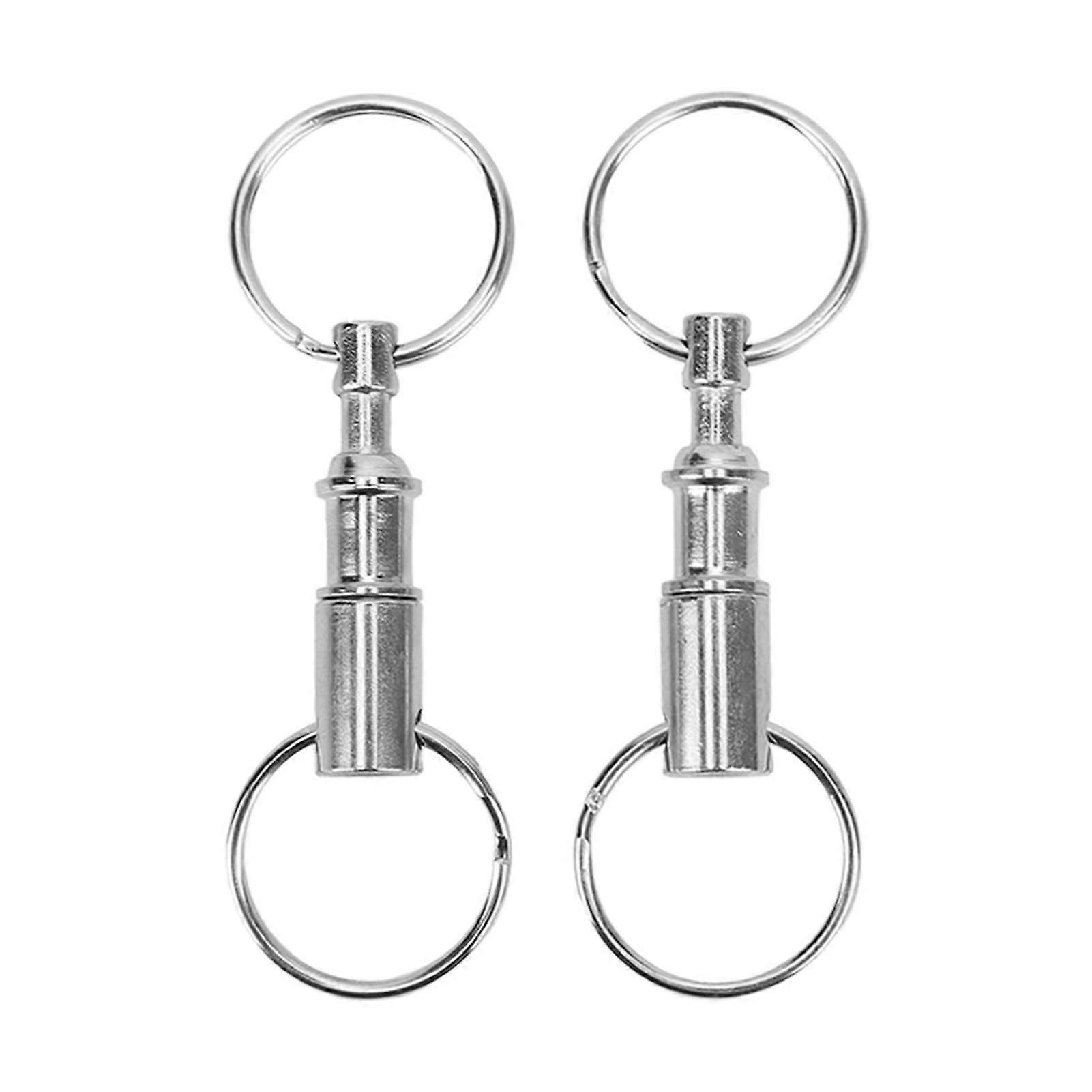 2PCS Dual Quick Release Keyring Detachable Split Ring for House Key