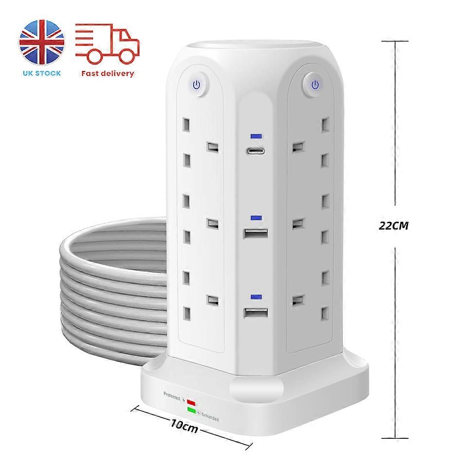 Cablu prelungitor turn 12 prize 4 USB 2 Indicator de tip C Protecție la supratensiune 2m lungime