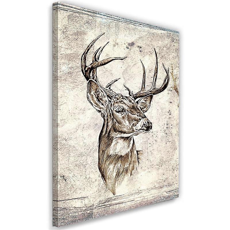 Foto op canvas, herten schets - 70x100