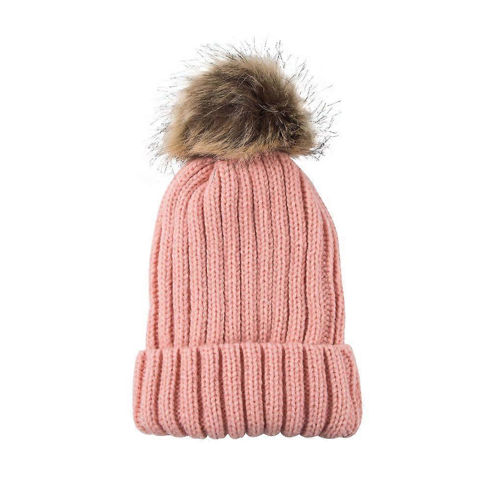 Hat Women's Winter Plush Ball Wool Cap Pullover Cap Thick Knitted Cap