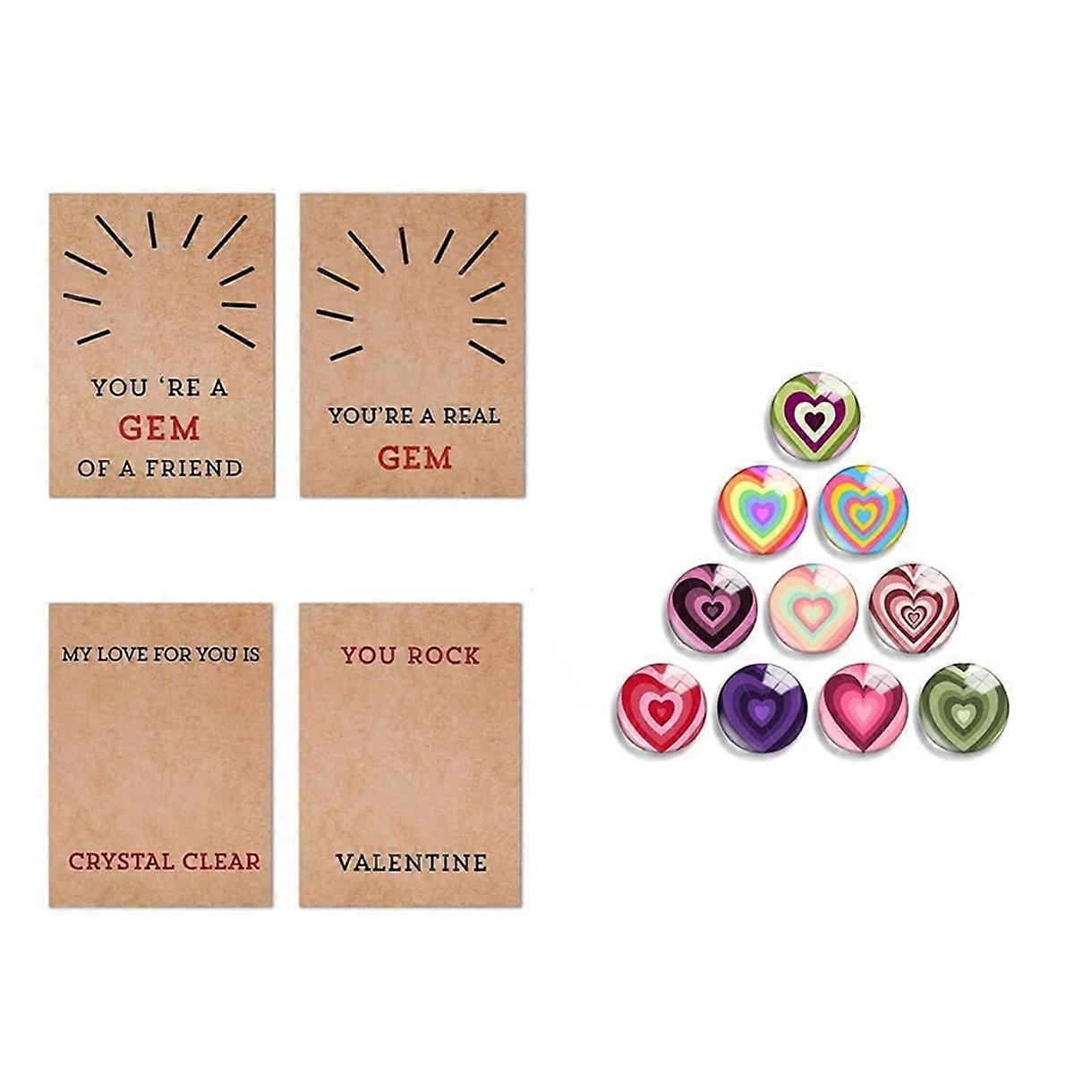Valentine'S Day Greeting Card 12 Pack Handmade Greeting Cards Valentines Cards Set with Heart Shape Stones