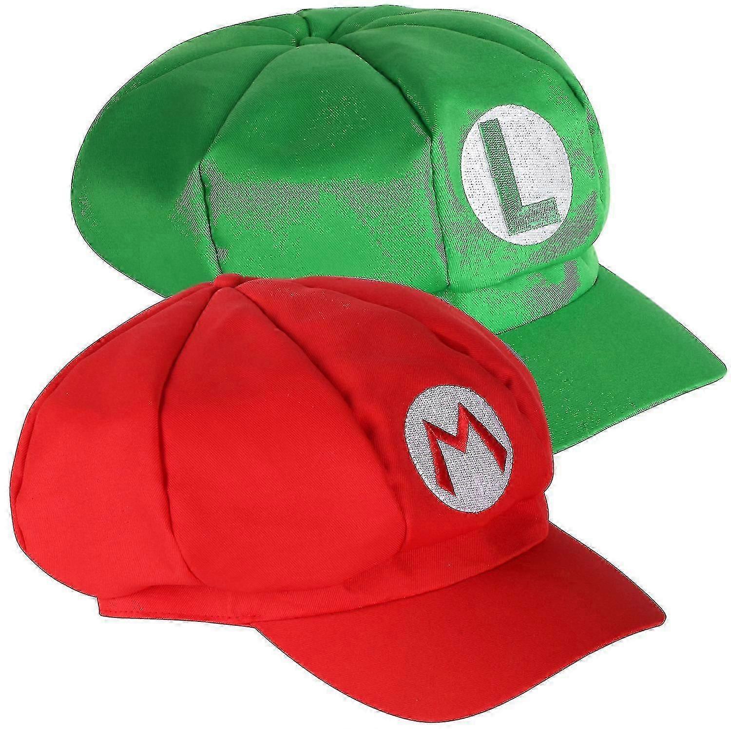 Trixes Pack Of 2 Mario And Luigi Hats Red And Green Video Game Theme Caps