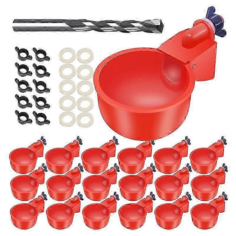 16-Piece Automatic Chicken Watering Cups for Poultry with Drill Bit Included