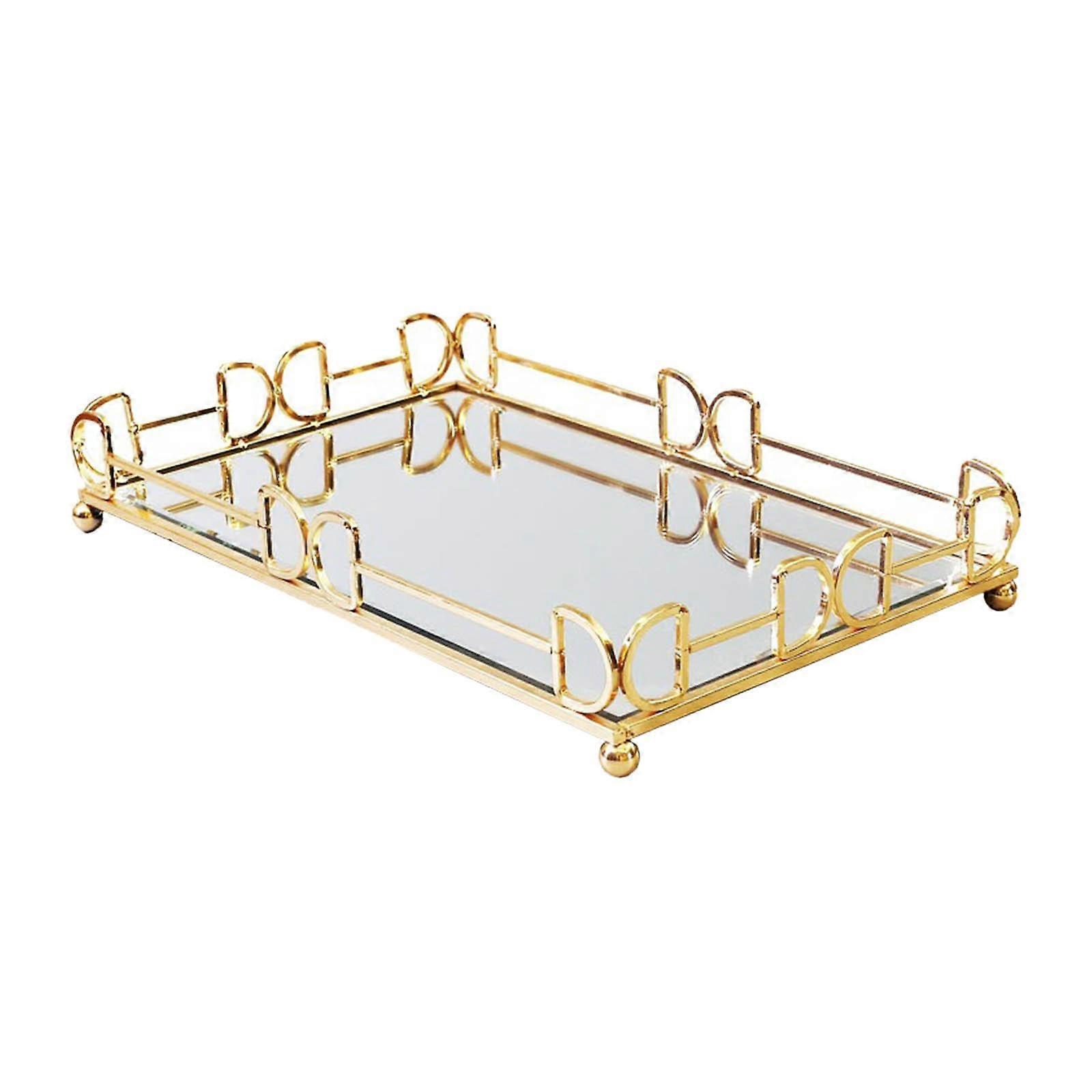 Decorative Rectangle Mirror Vanity Tray Dish Serving Tray