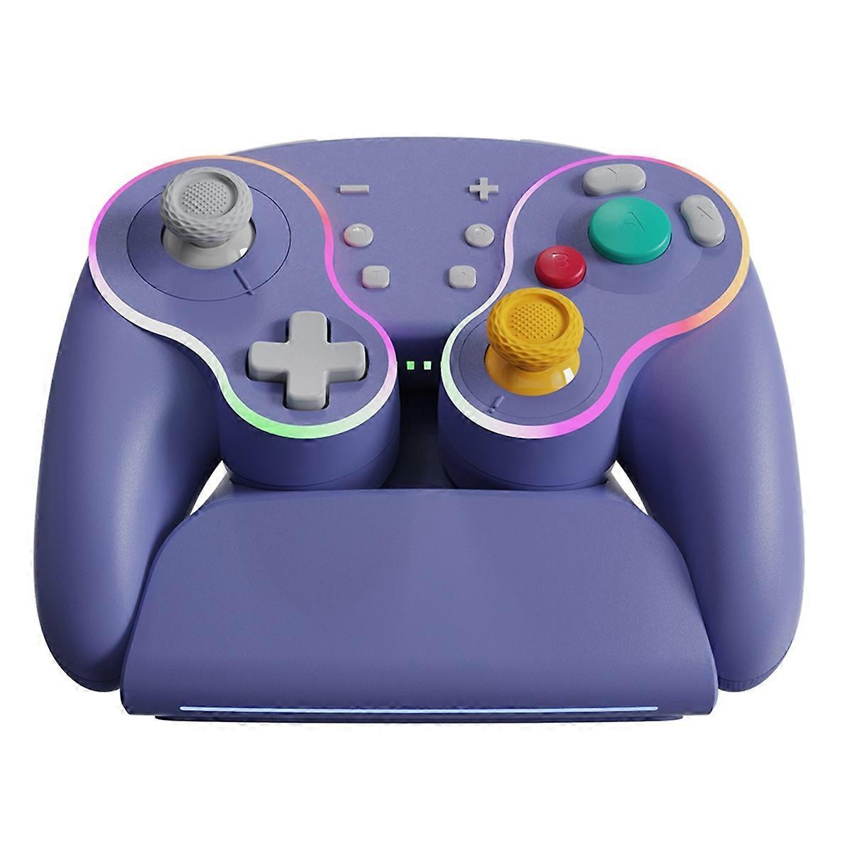 For Nintendo Switch Pro Retro RGB Multicolor Light Wireless Gamepad with Fast Charging Dock Enhanced Grip C