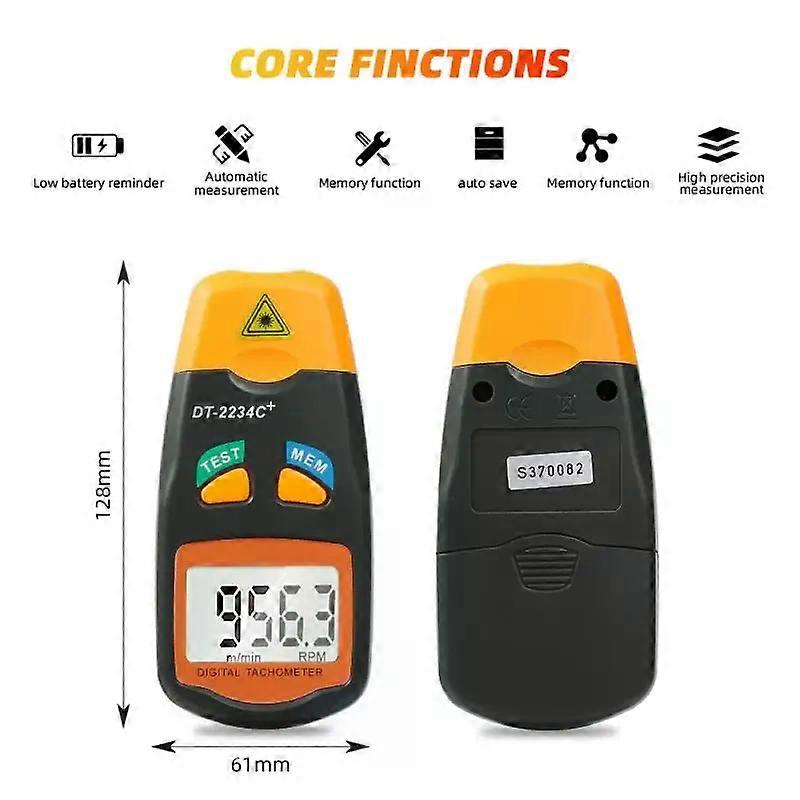 Digital Laser Tachometer Hour Meter Diagnostic tool Non-Contact Motor Lathe Speed Gauge Revolution Spin RPM Meter
