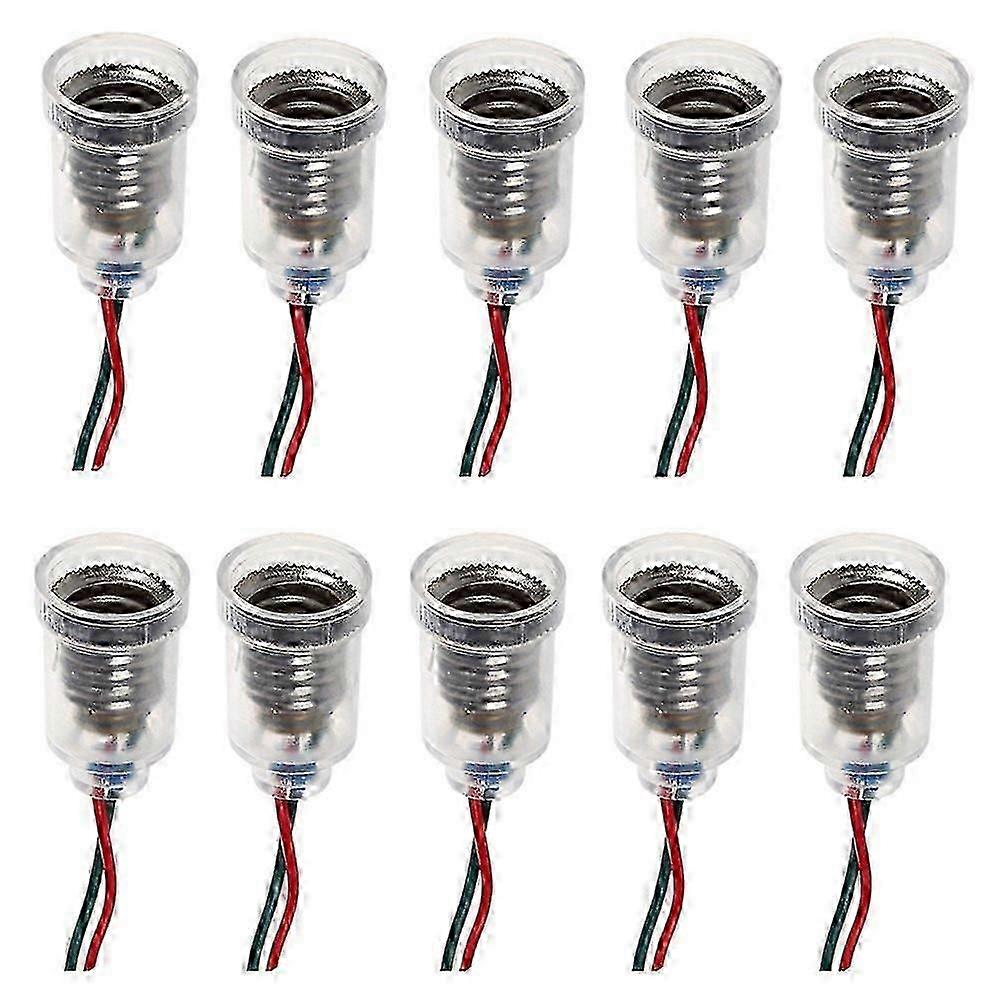 \u200b10 Pack E10 Screw Mount LED Bulb Holders with Wires - Small Light Socket Base for DIY Circuit & Lamp Projects\u200b