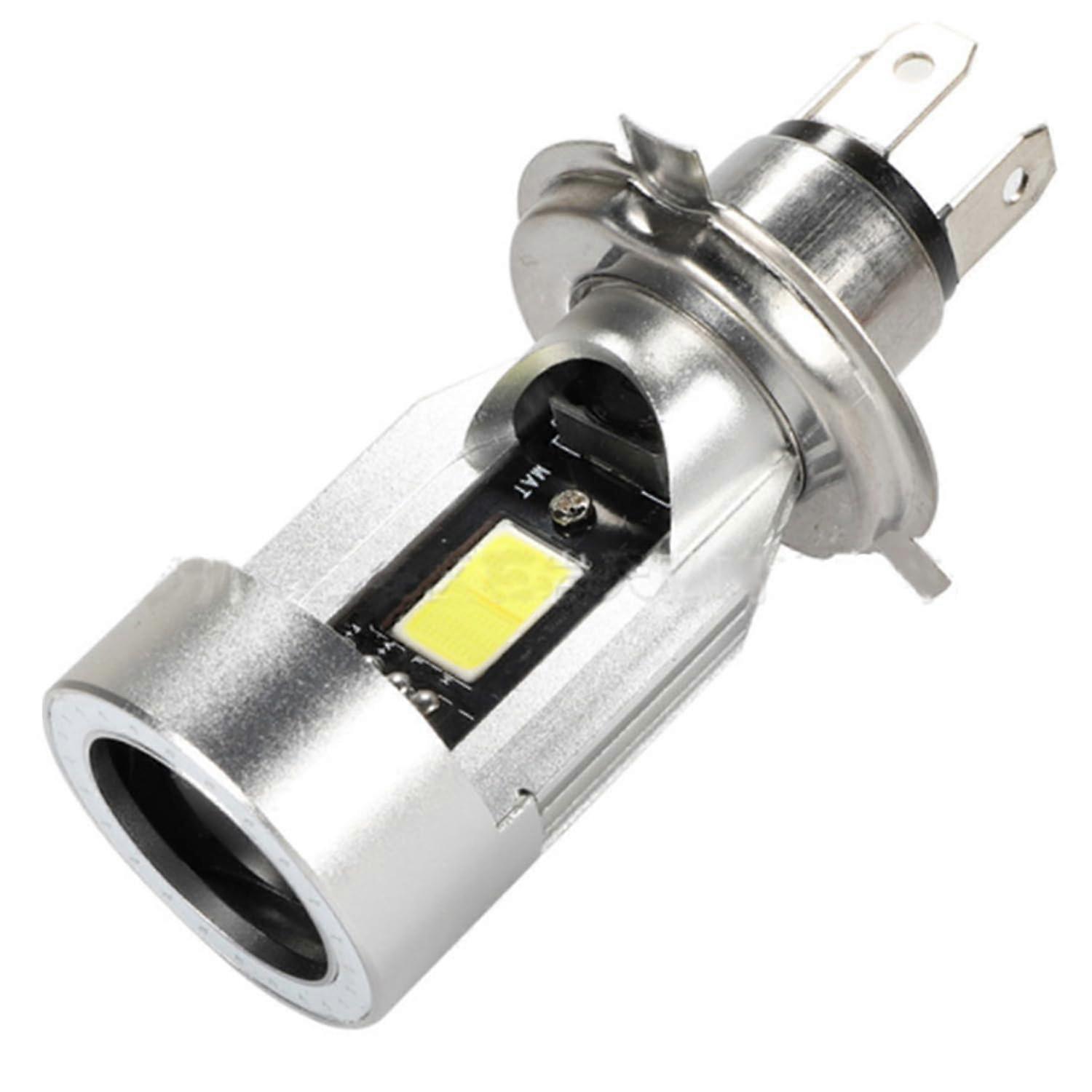 H4 LED Motorcycle Fog Light Bulb 9003 Hi/Lo Beam 2000lm 20W Cool White Angel Eye Daytime Running Light Blue