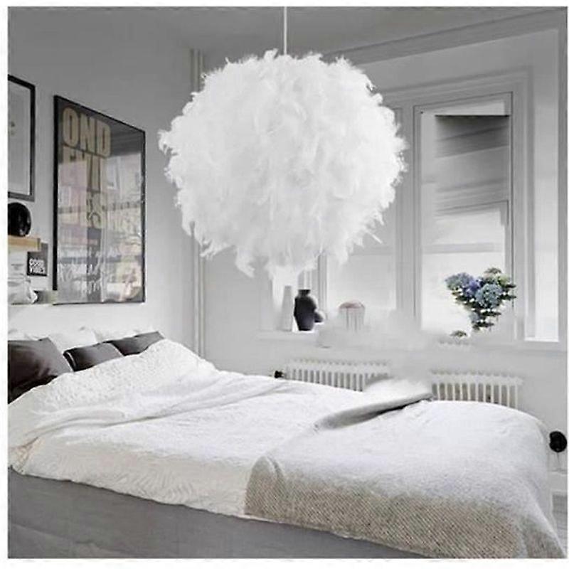 Modern Luxury Ceiling Chandelier White Feather Ball Pendant Light E27