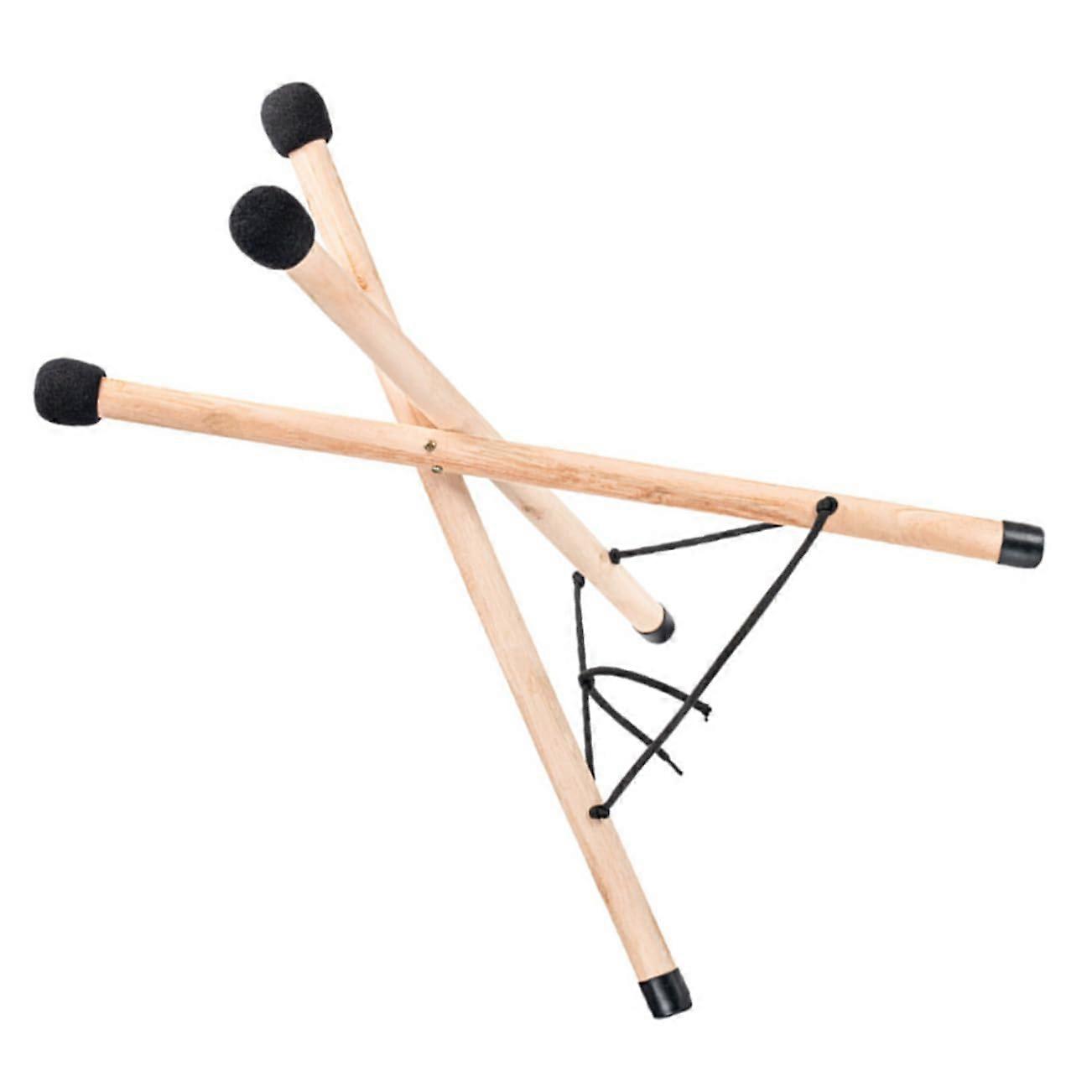 Tongue Drum Stand Tripod Wooden Base Steel Construction Nonslip Adjustable Rope Folding for Storage
