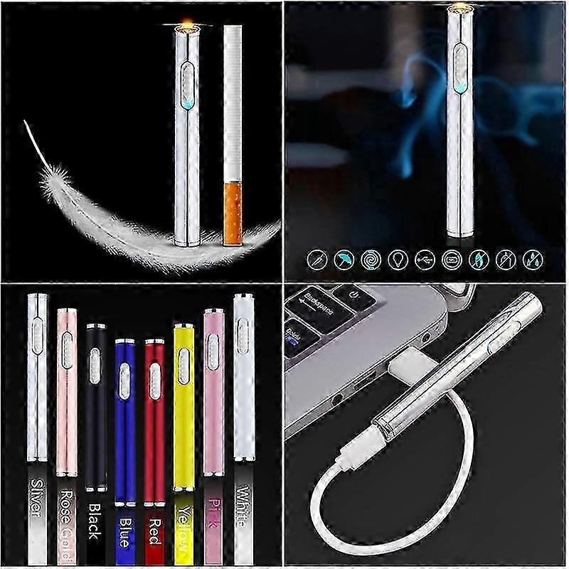 Mini Elektrische USB Zigarette Zigarettenanzünder Schlank Wiederaufladbar Flammenlos Winddicht (PrettyJ)