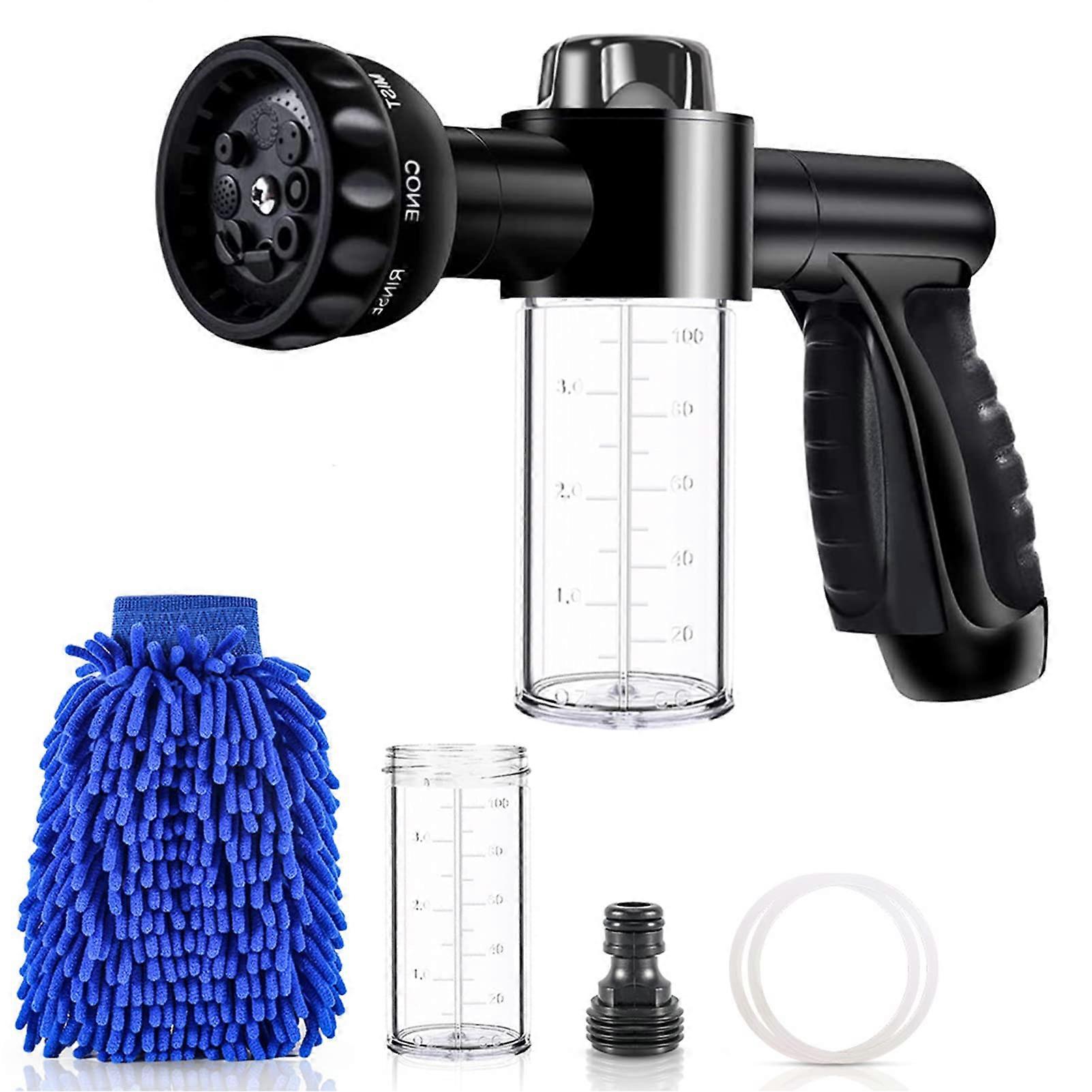 Sprayer Garden Hand Shower Foam Nozzle, 8 Spray Modes for Car Washing, Plant Watering, and Pet Showers, Blue