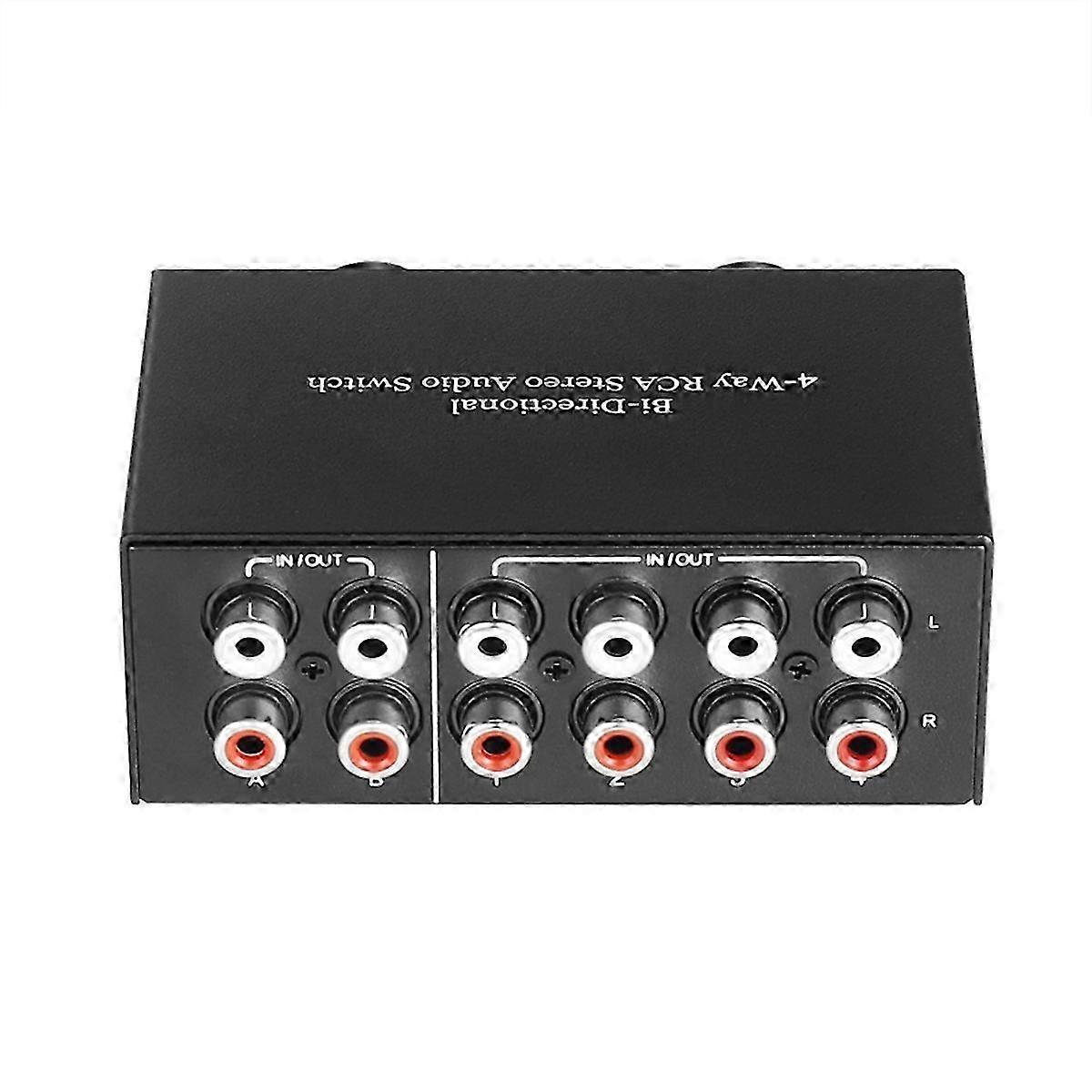 4-Way Bi-Directional RCA Stereo Audio Switch 2 Inputs to 4 Outputs or 4 Inputs to 2 Outputs L/R Jack Sound Channel RCA Audio