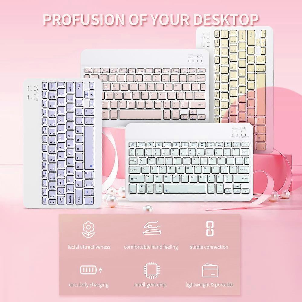 10-inch Wireless BT Keyboard Three-system Universal Colorful Rechargeable BT Keyboard Mobilephone Tablet Universal Keyboard Purple