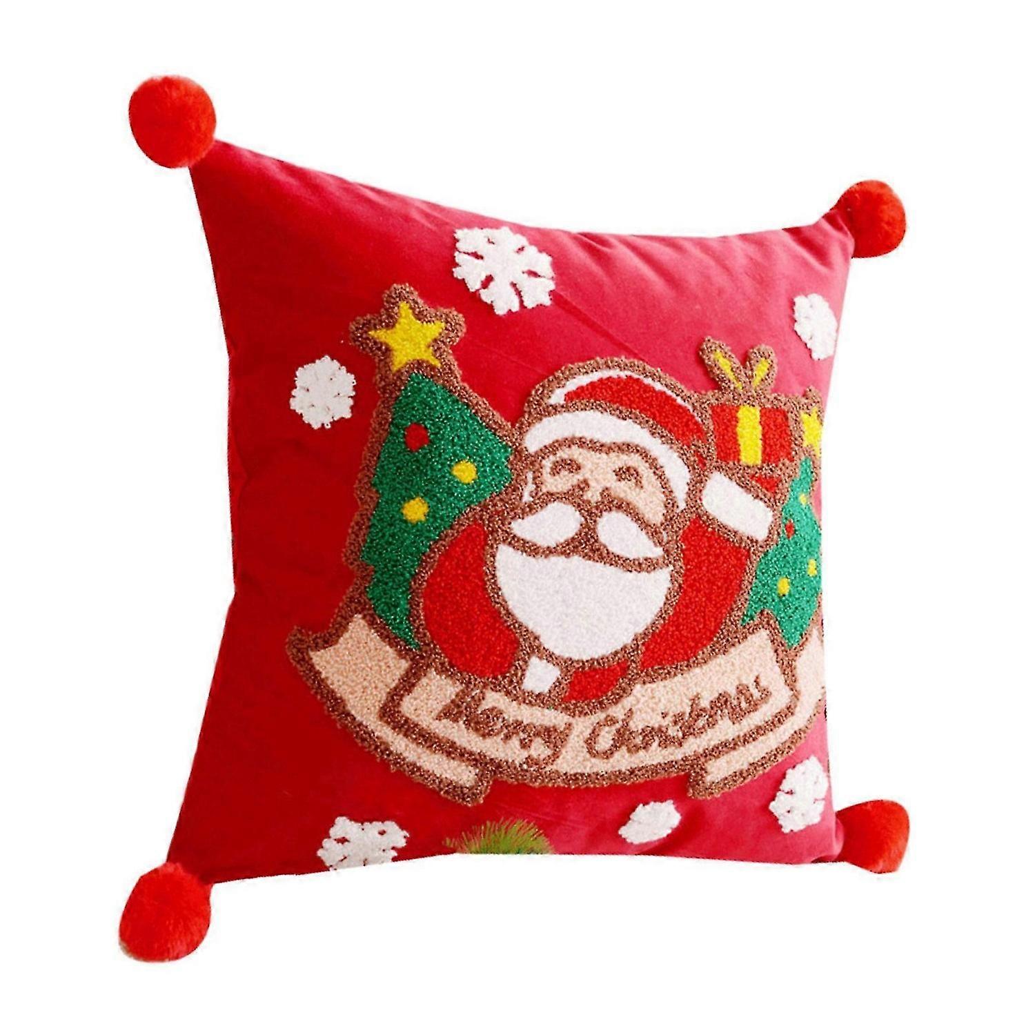 Embroidered Pillow Case Removable Cushion Cover Comfortable Sofa Couch Pillowcase for Christmas Seas