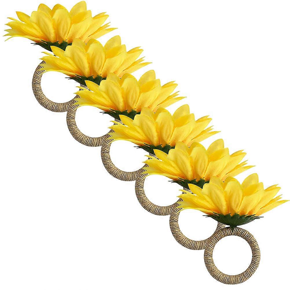 6pcs Sunflower Napkin, Simulated Floral Table Decor for Weddings, Parties & Celebrations, Elegant Napkin Accessory for Home & Restaurant Use
