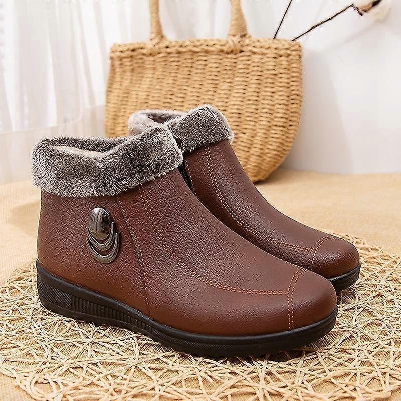 Autumn Winter Women's Boots Plus Velvet Warm Flat Ankle Boots Soft Bottom Non-slip Women's Shoes