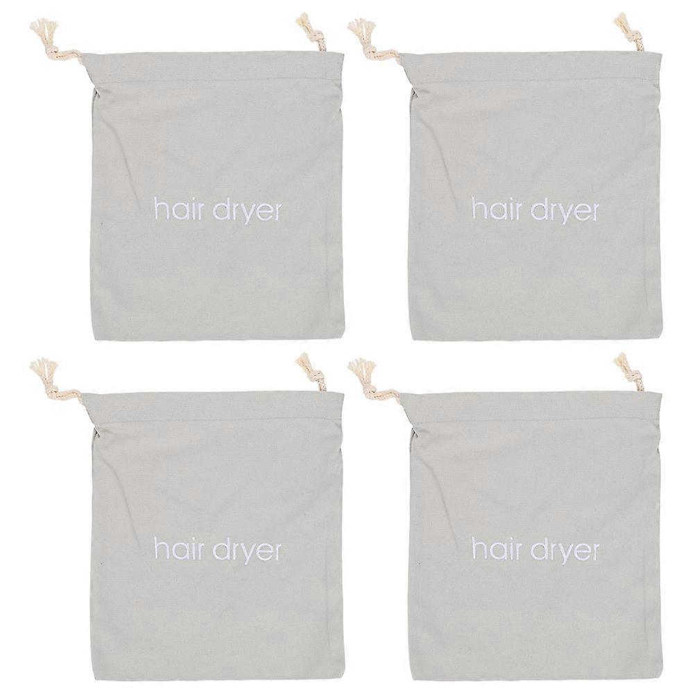 4pcs Durable Drawstring Hair Dryer Storage Bags, Multi Function Travel Organizers, Soft Cloth Material, Space Saving Design