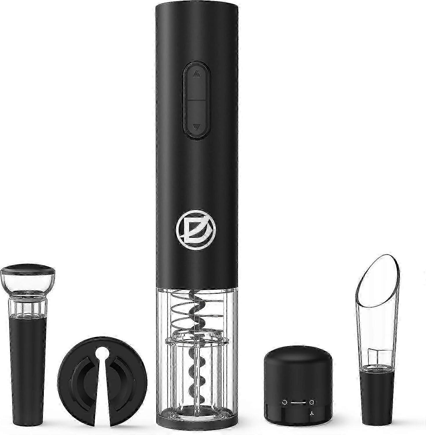 Automatic Electric Wine Bottle Opener Set with Battery Operation, Reusable Corkscrew and Accessories, 5 Piece Kit with Wine Pourer and Foil