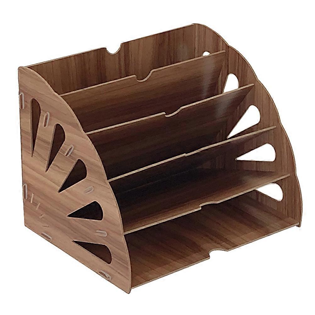1pc Wooden Fan Shaped Bookshelf for Study Office Book File Storage Shelf