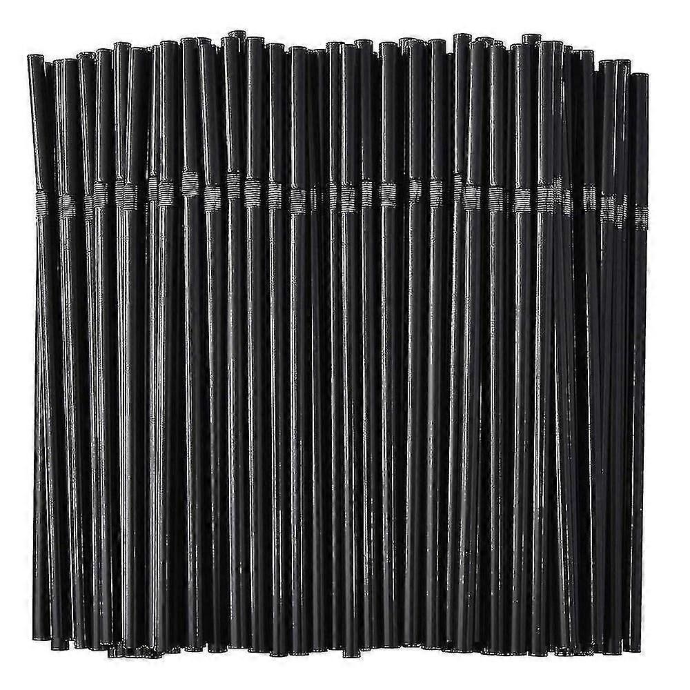 500/200/100pcs Flexible Bendy Black Plastic Drinking Straws Disposable Bendable Straws