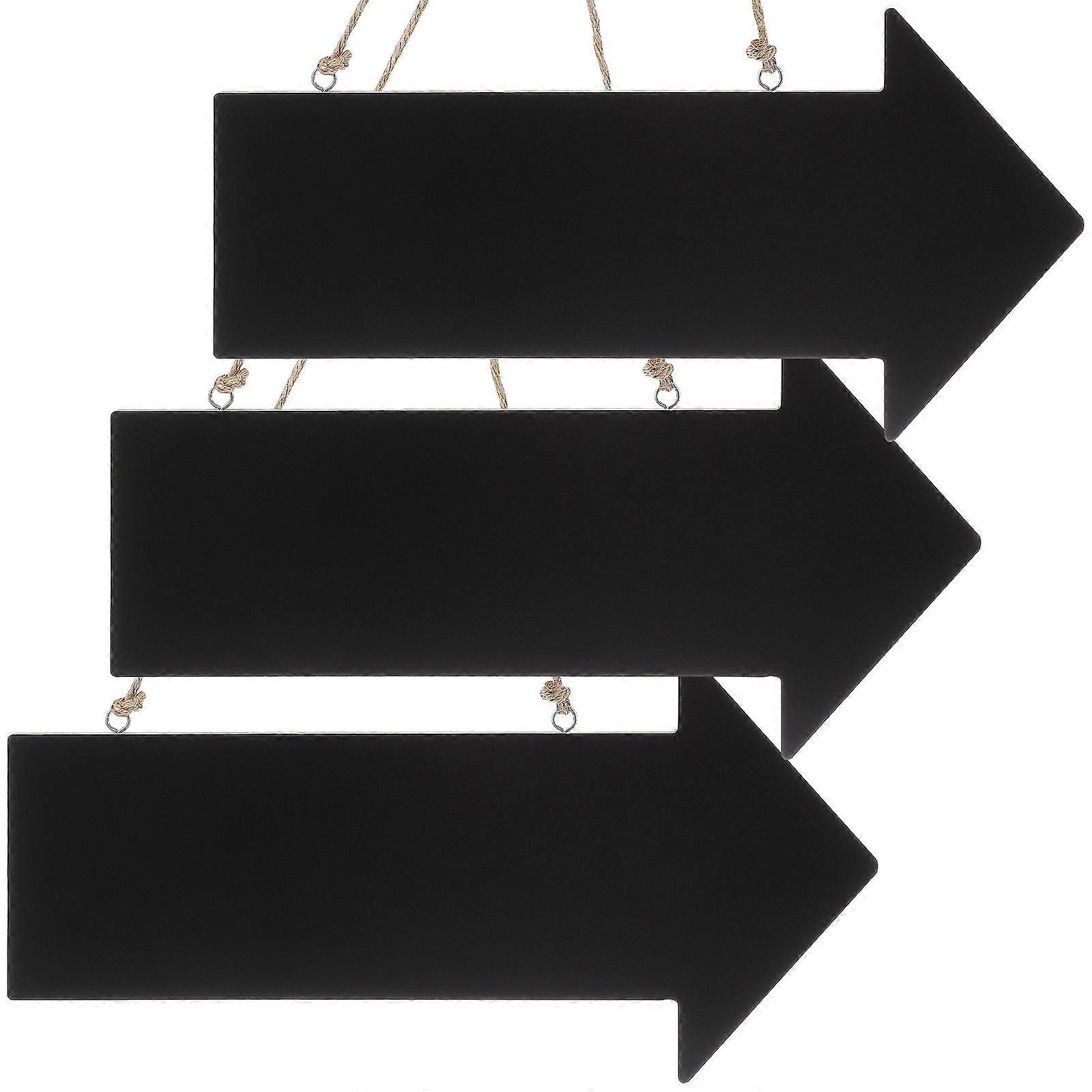 Wooden Arrow Shaped Sign for Indicating Use with Black Plastic Design and Easy Hanging 3pcs