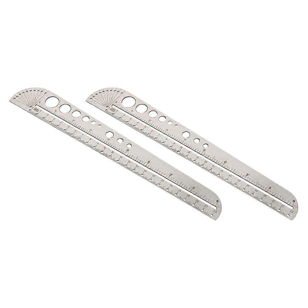 Centimeter Ruler Stainless Steel Hexagon Measuring Straight Ruler Precision Scale For Home Office 2Pcs