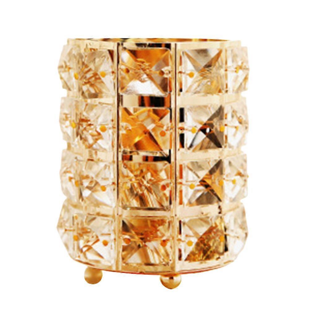 Pot à pinceaux, porte-maquillage, pot à bijoux rond doré, rangement pour divers objets, pour la maison, le bureau, la salle de bain ou la cuisine, 10,5 x 10,5 x 12 cm, 1 pièce