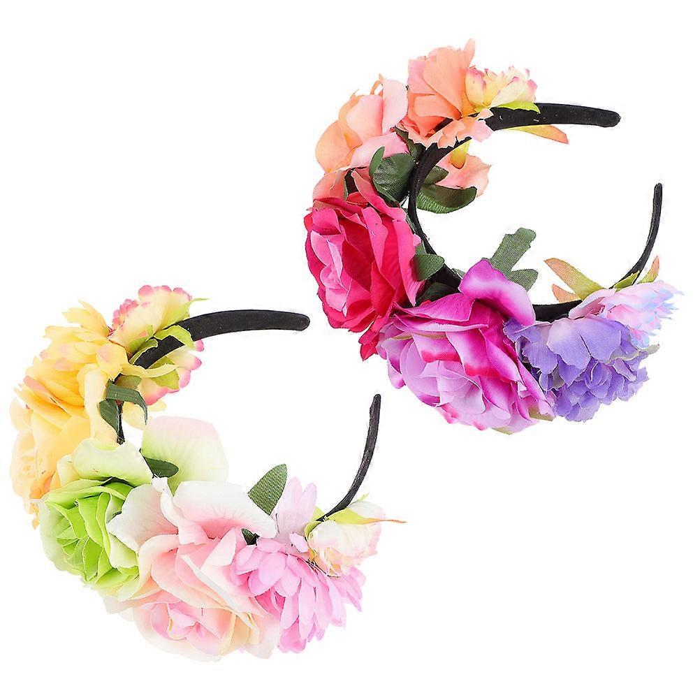 Chic Headbands Emulated Rose Headband For Women Theme Parties ABS Material 2Pcs