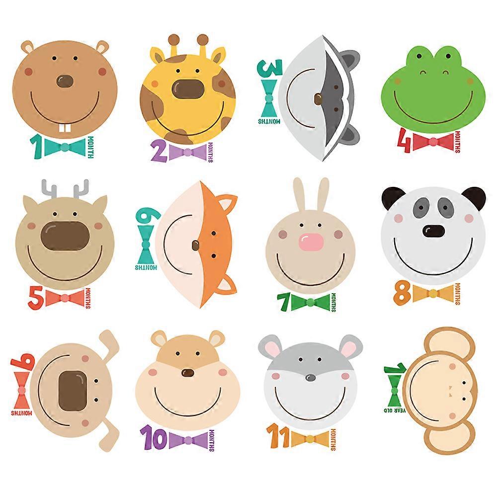 Infant Sticker Newborn Photography Prop Rectangular Simple Design Baby Milestone 12Pcs