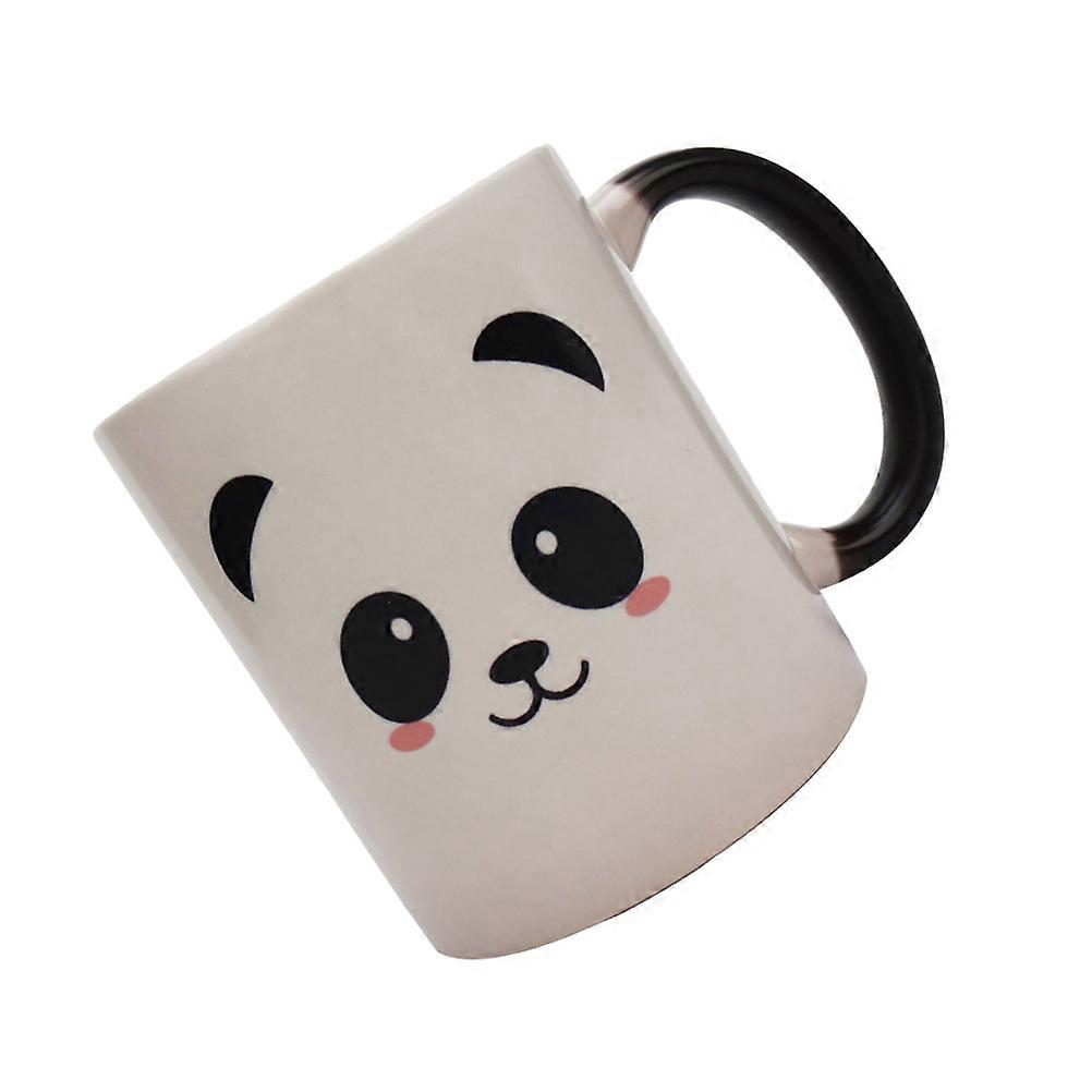 Heat Sensitive Ceramic Mug Color Changing Cup Cartoon Panda Design For Office Use 301-400ml White 1Pc