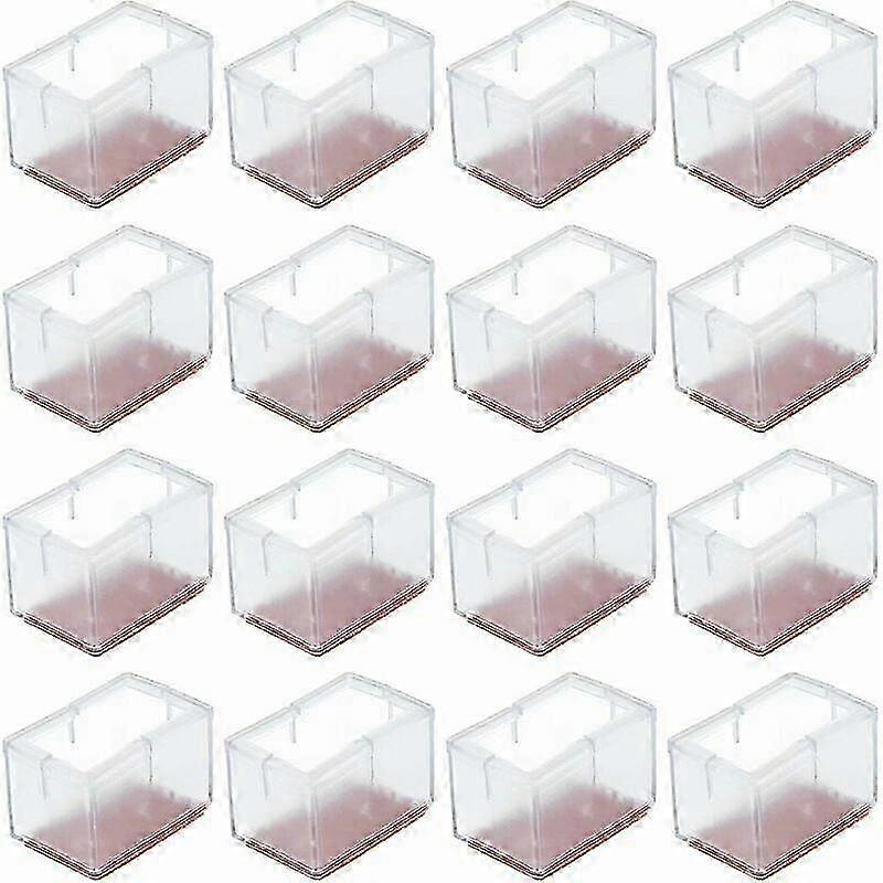 Set of 16 Non-Slip Rectangular PVC Caps for Furniture Legs