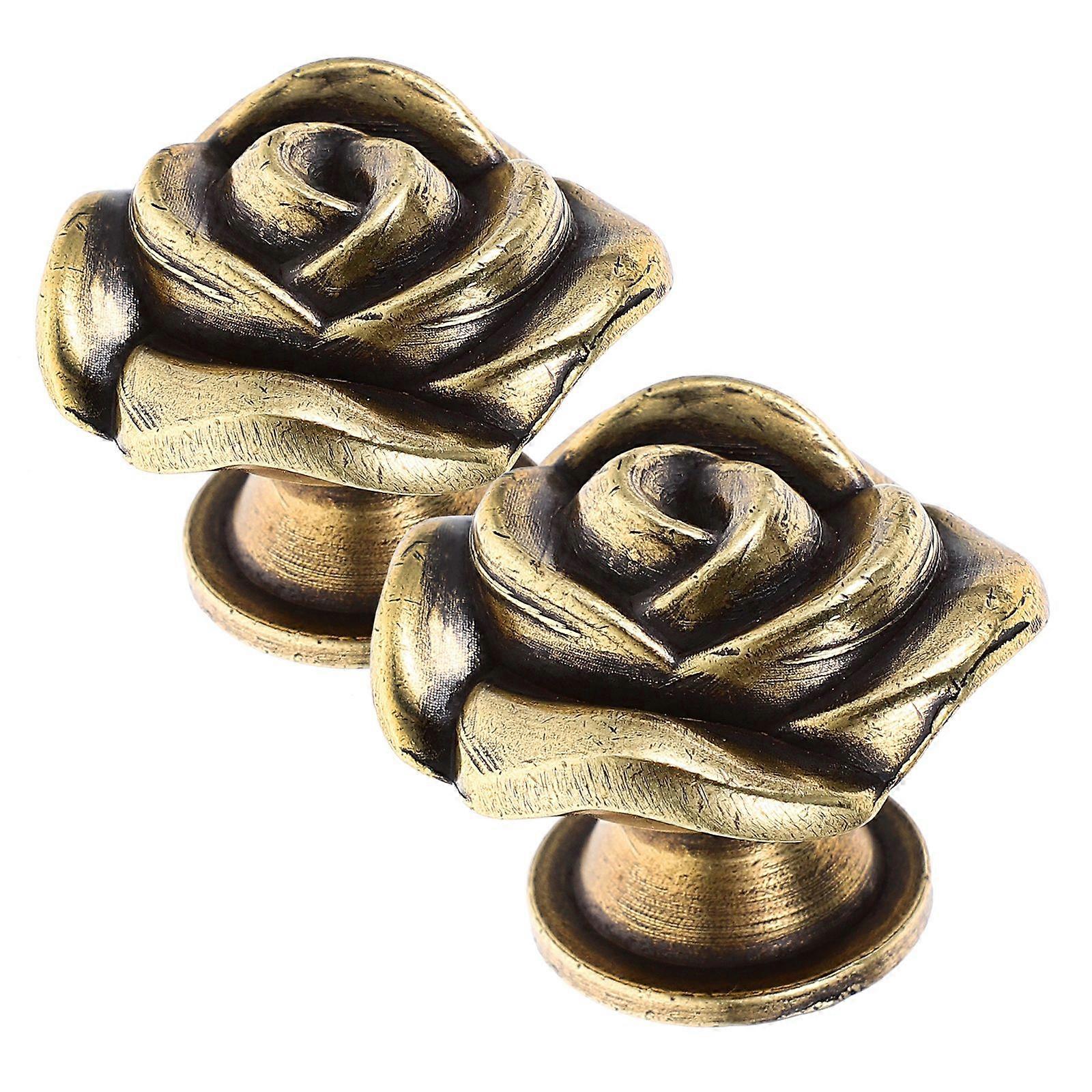 2pcs Vintage Cabinet Knobs Furniture Knobs Drawer Pulls Handle Rose Flower Furniture Knobs